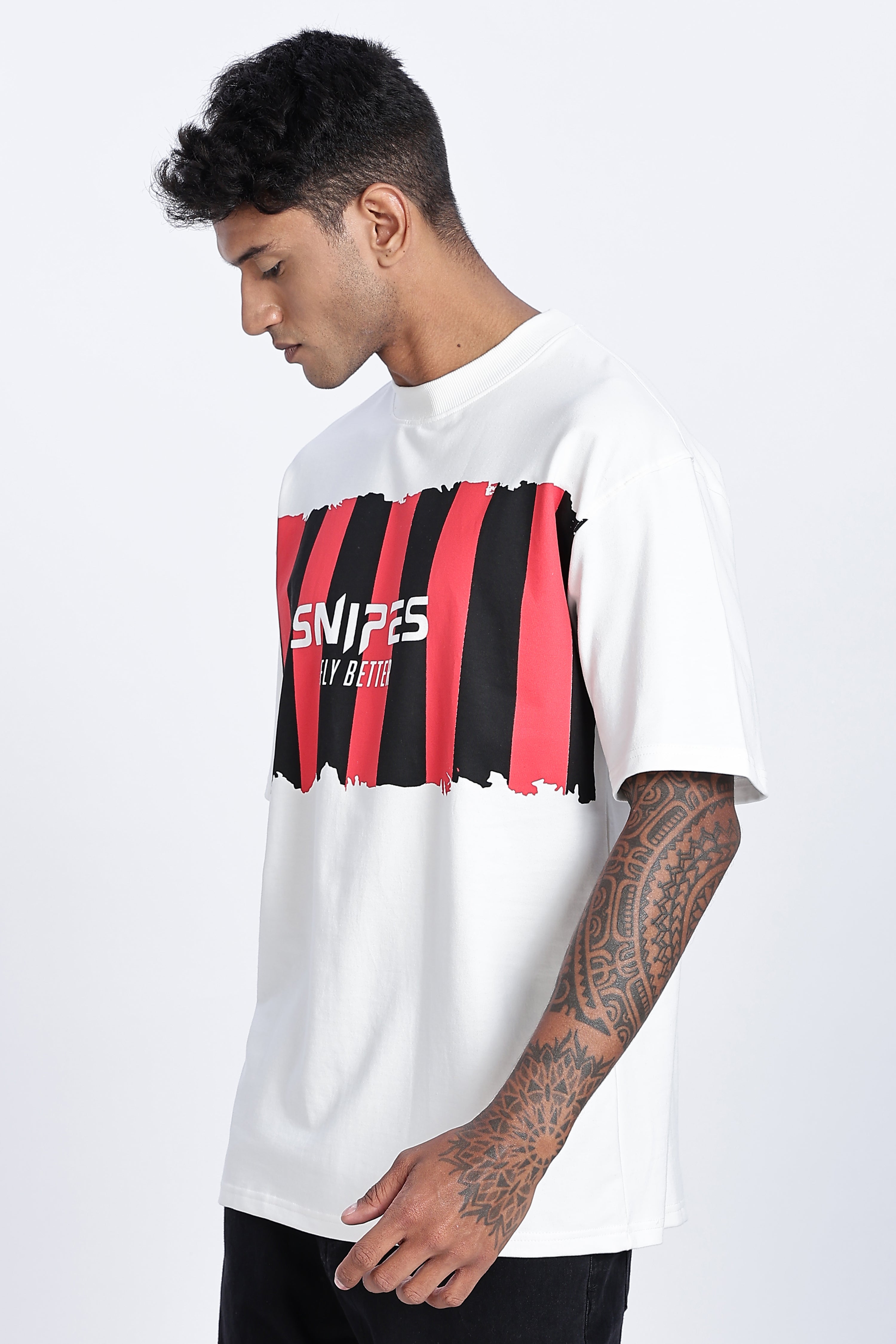 SNIPES Striped Oversized Printed T-Shirt - Snipes