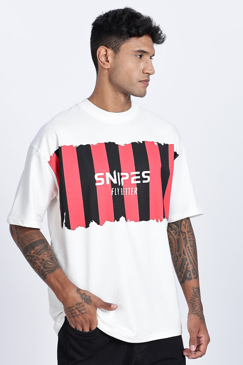 SNIPES Striped Oversized Printed T-Shirt - Snipes