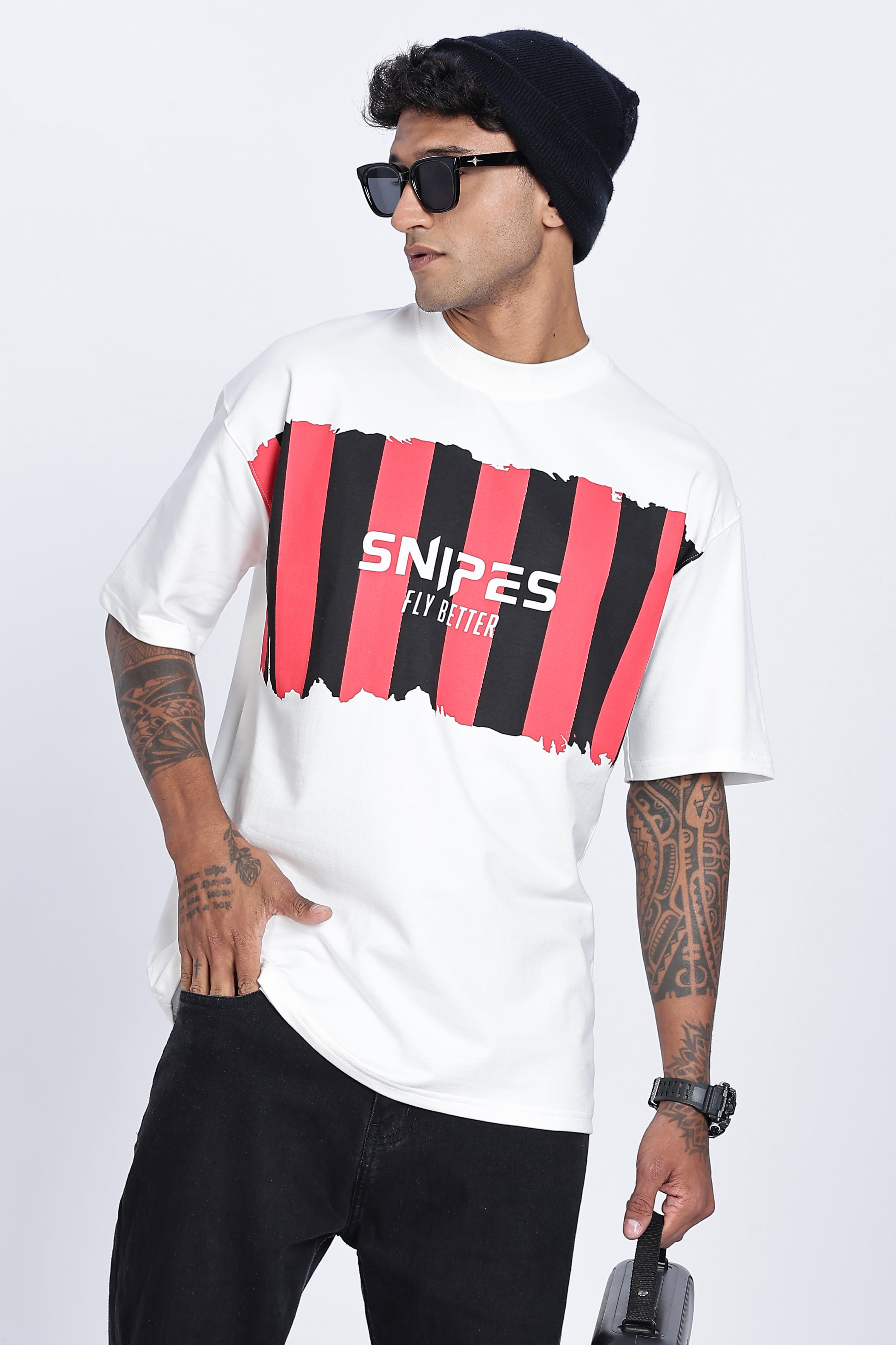 SNIPES Striped Oversized Printed T-Shirt - Snipes