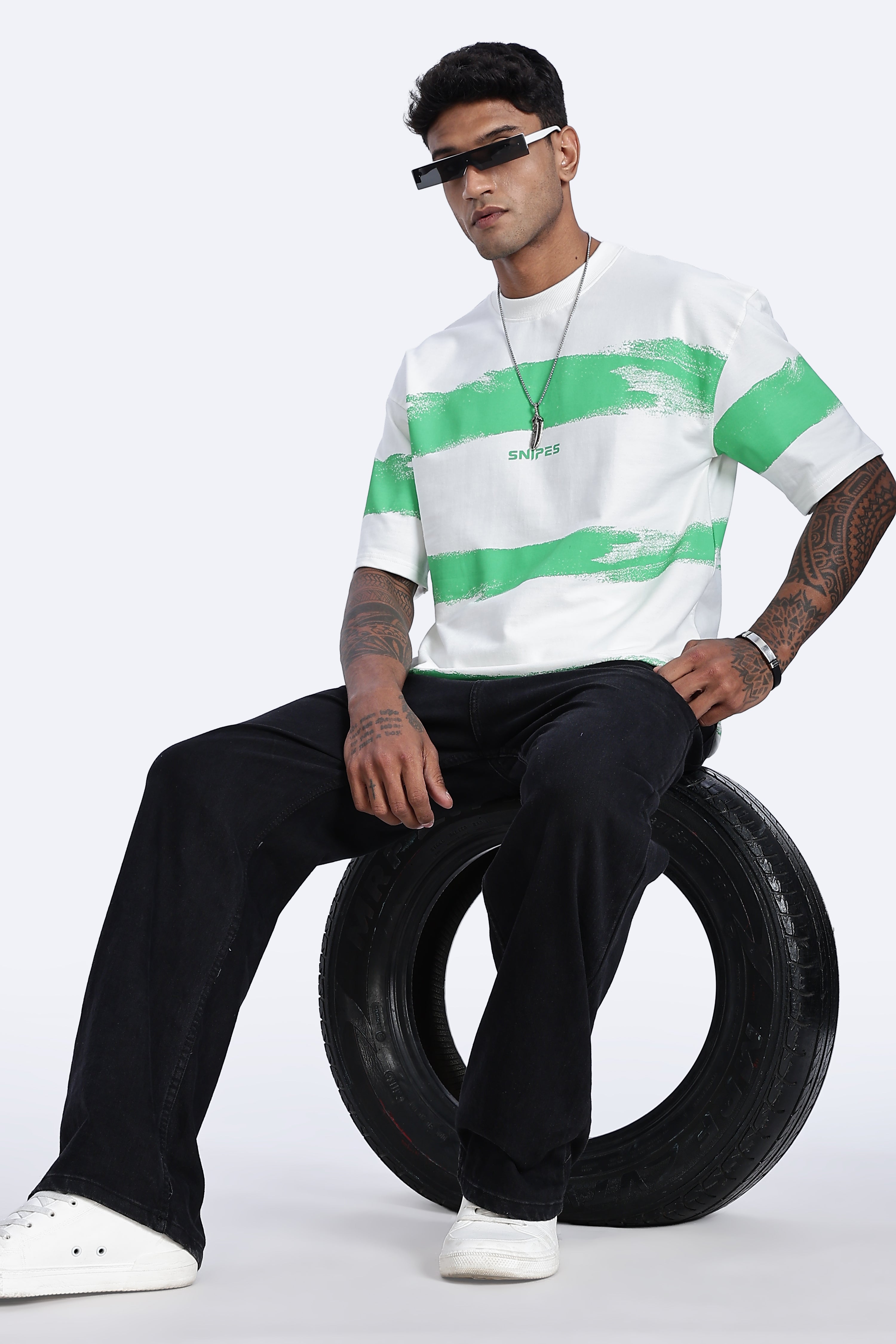 SNIPES Mint Brushstroke Oversized T-Shirt - Snipes
