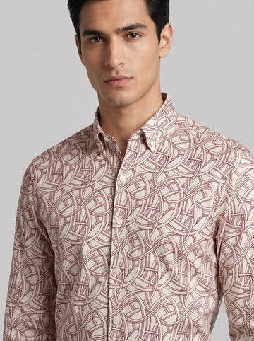 Men’s Interlaced Print Full Sleeve Shirt