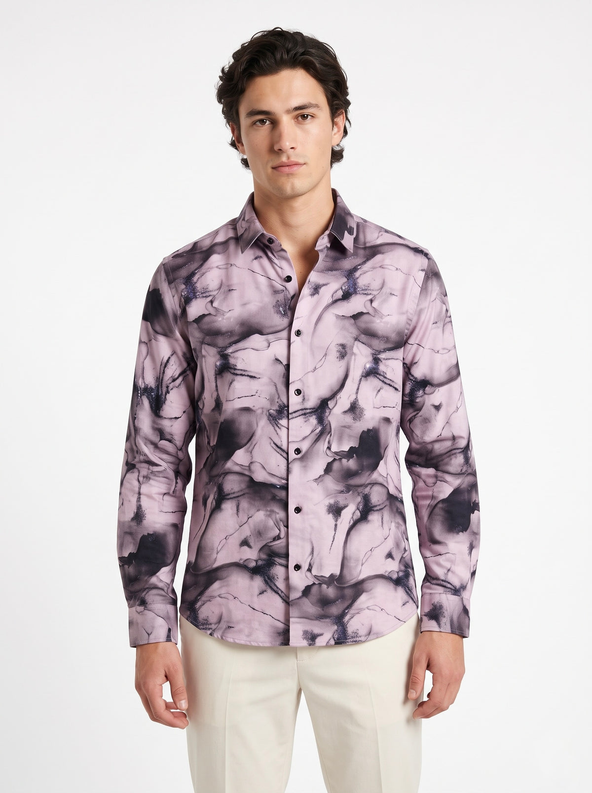 Men’s Abstract Marble Foil Print Full Sleeve Shirt