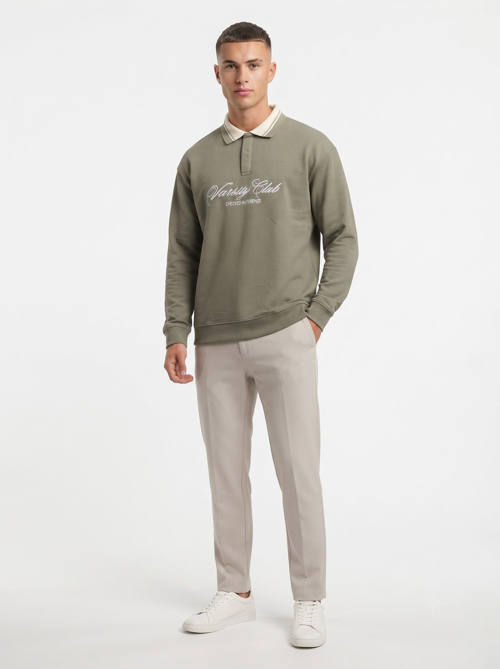Men’s Varsity Club Full Sleeve Polo Sweatshirt