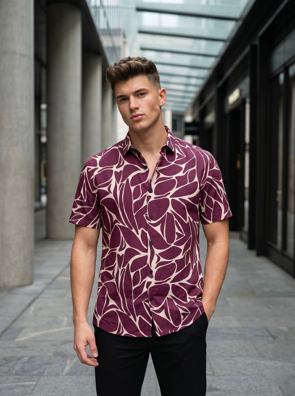 Digital Prints Half Sleeve Shirts - Violet