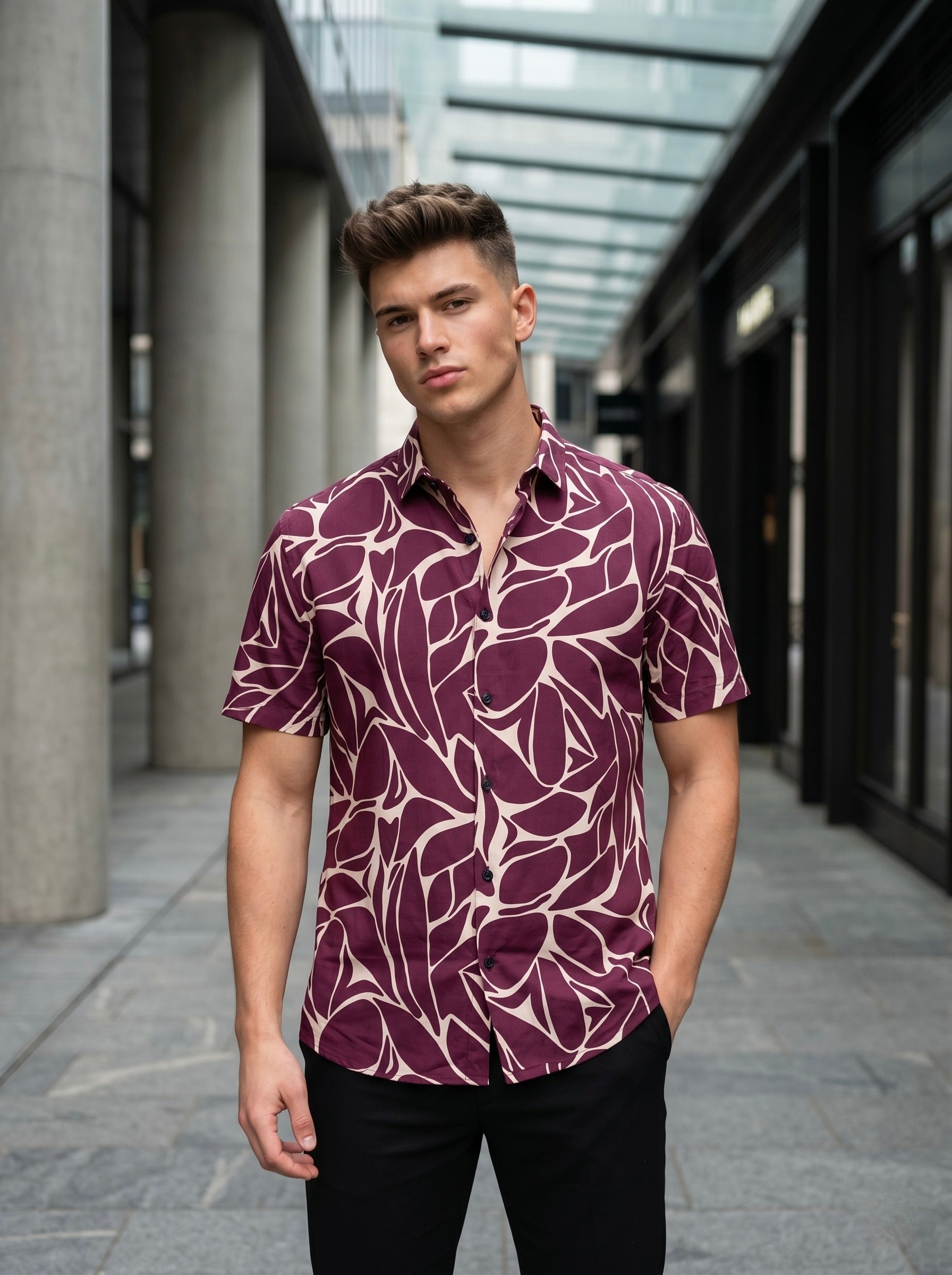 Digital Prints Half Sleeve Shirts - Violet