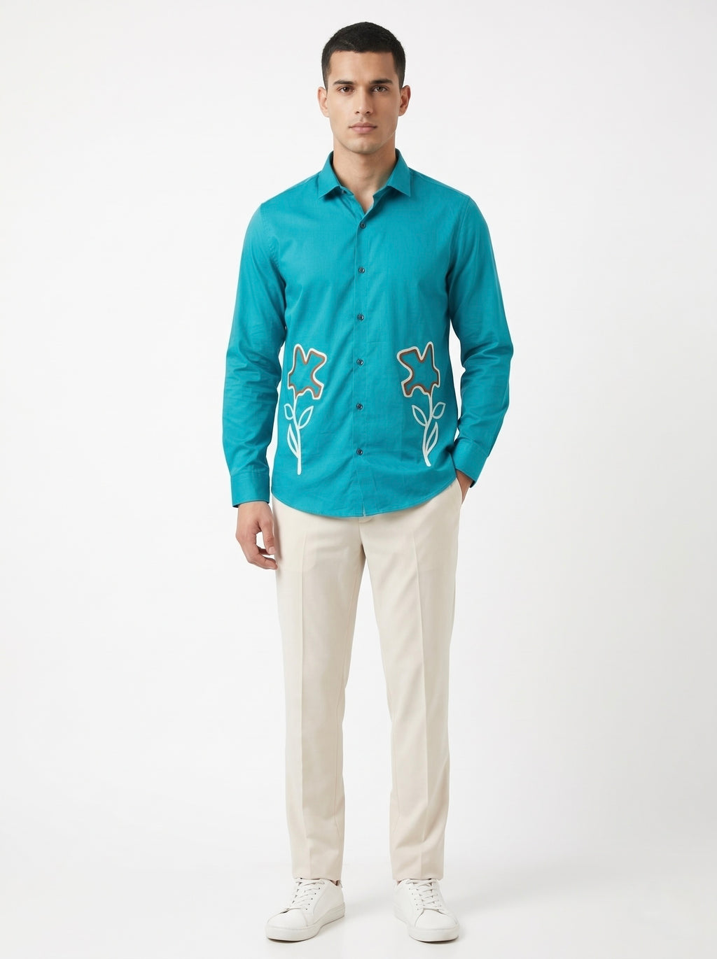 Men’s Floral Embroidered Full Sleeve Party Wear Shirt - Snipes