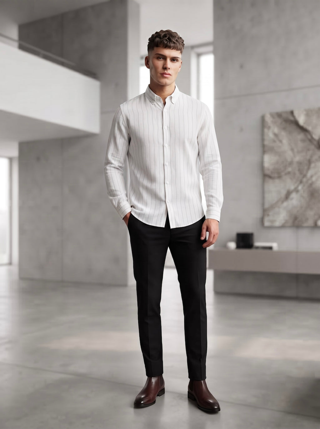Snipes linen striped shirt displayed flat, showcasing its lightweight fabric and classic pattern, ideal for casual summer wear.