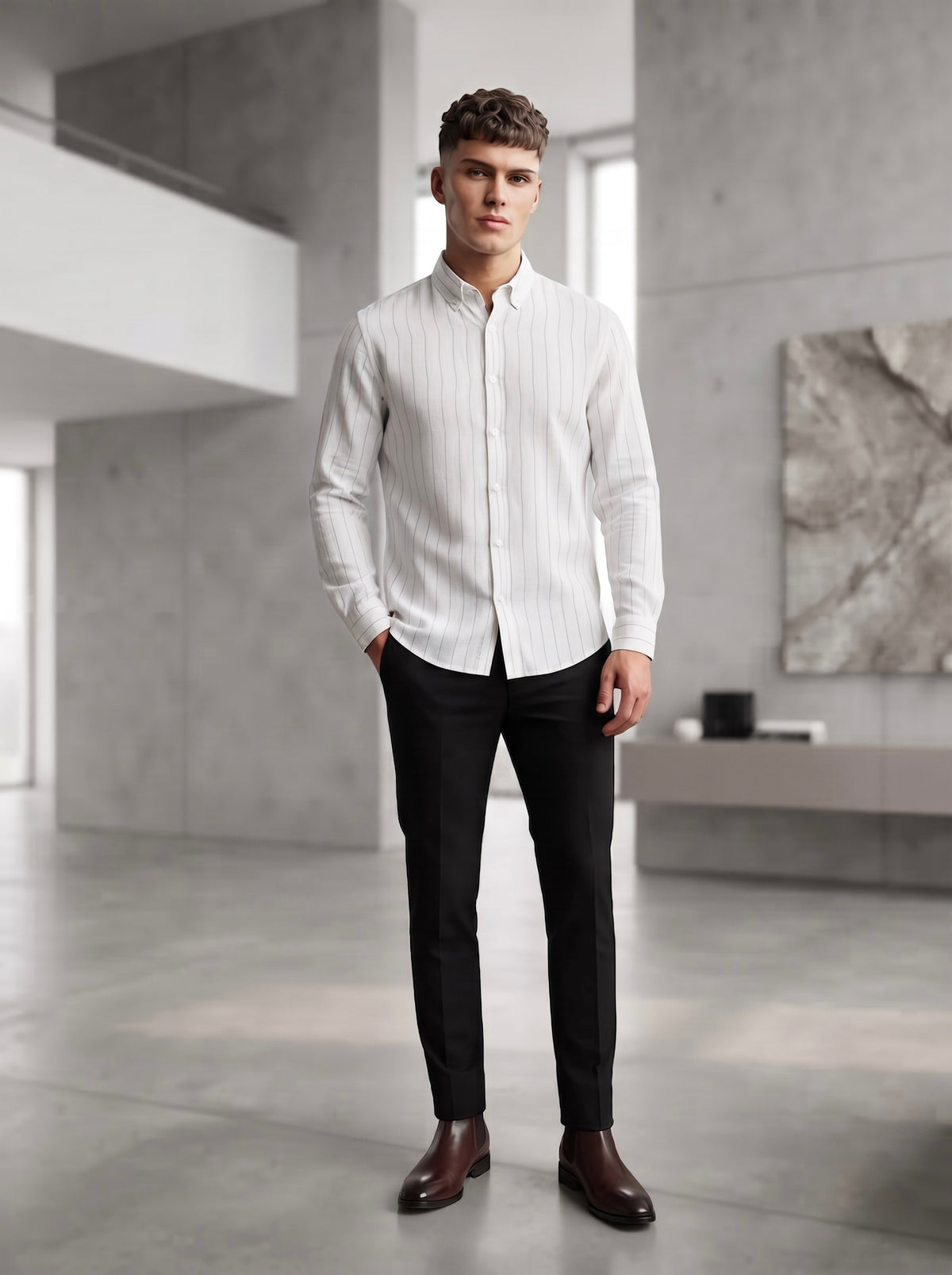 Snipes linen striped shirt displayed flat, showcasing its lightweight fabric and classic pattern, ideal for casual summer wear.