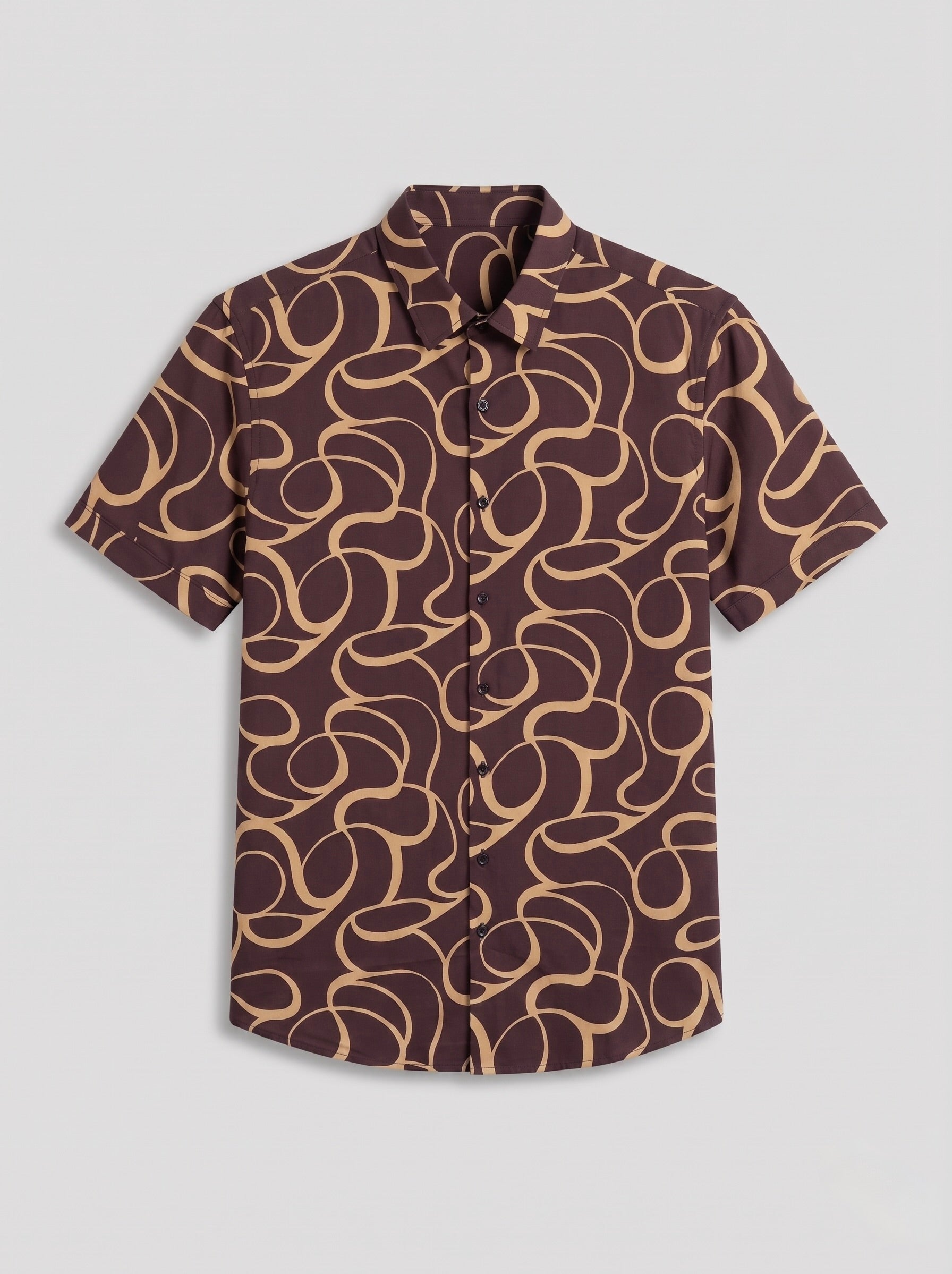 Digital Prints Half Sleeve Shirts - Brown