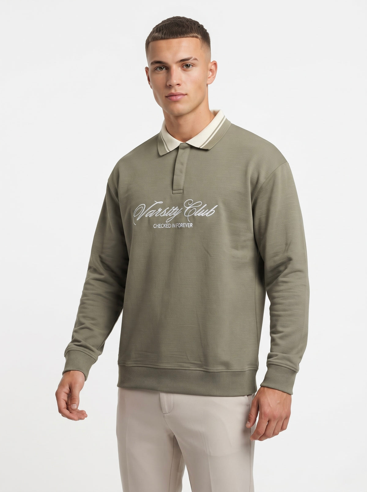 Men’s Varsity Club Full Sleeve Polo Sweatshirt