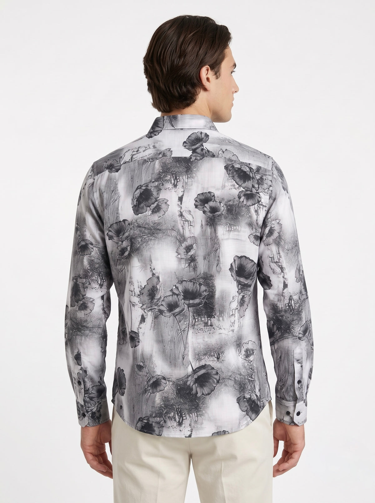 Men’s Abstract Floral Foil Print Full Sleeve Shirt