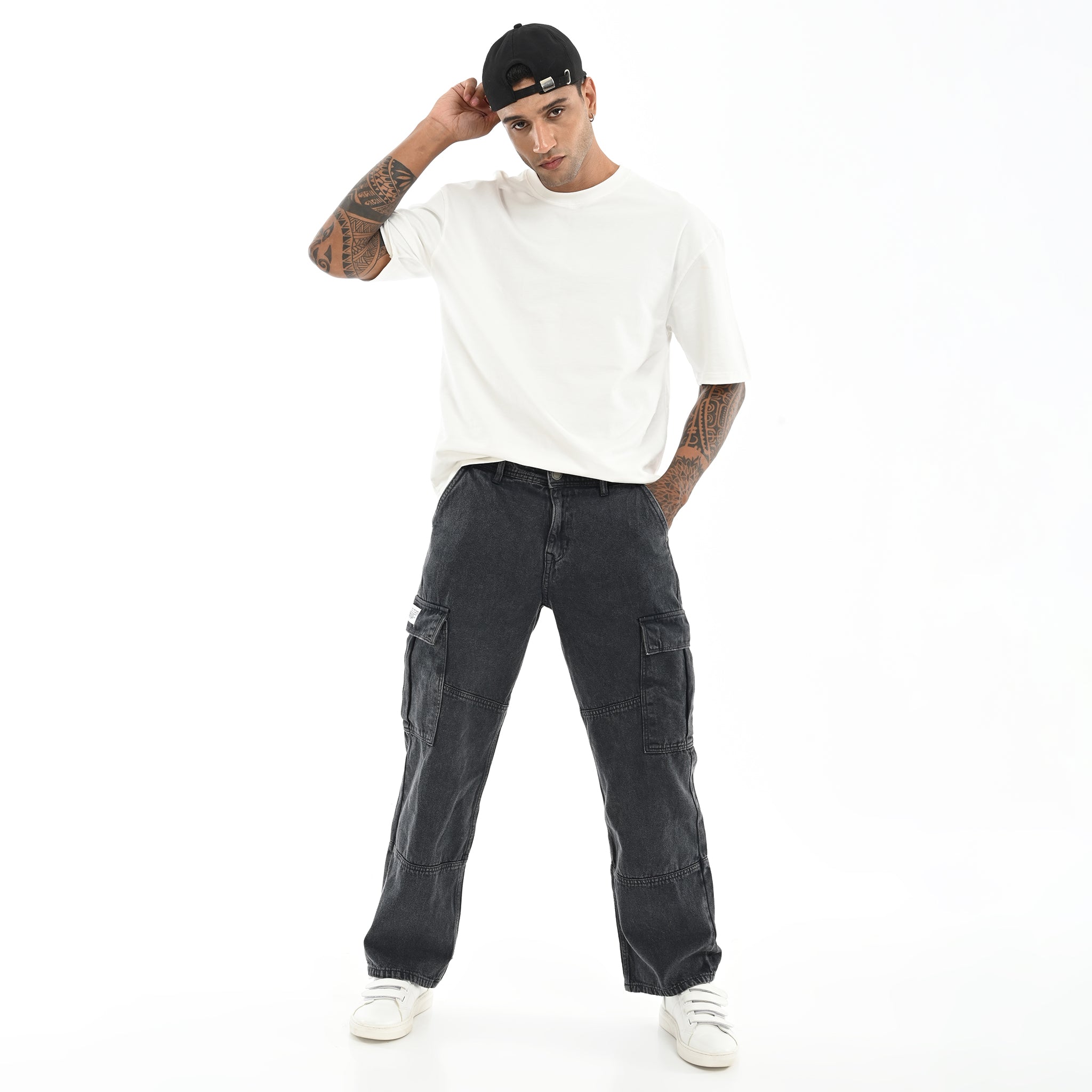 Baggy Fit Denim Cargo - Snipes