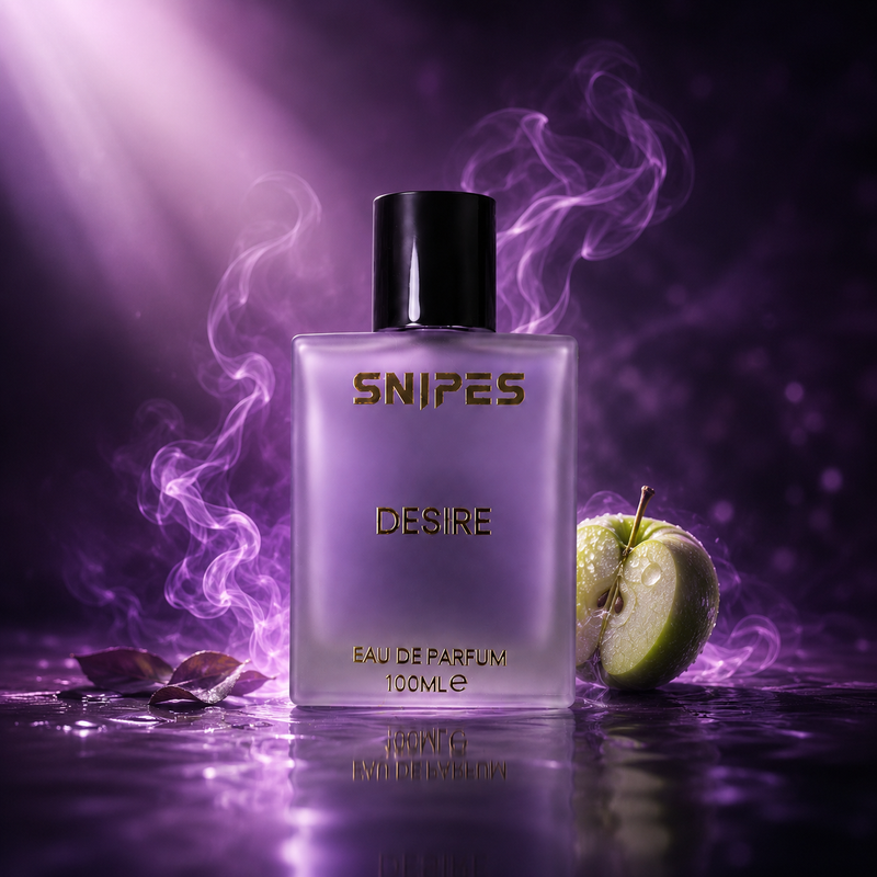 Snipes DESIRE 100ML perfume bottle, elegant design for women, with a sleek glass container and stylish fragrance cap.