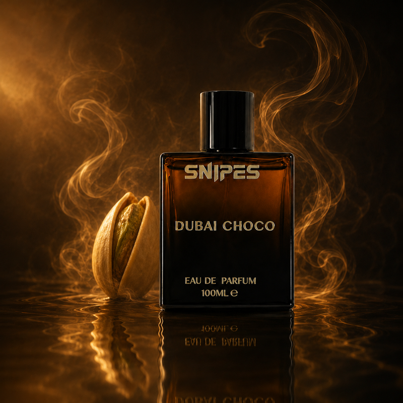 Snipes Dubai Choco EDP perfume bottle, 100ml, with sleek design and chocolate-inspired fragrance packaging.