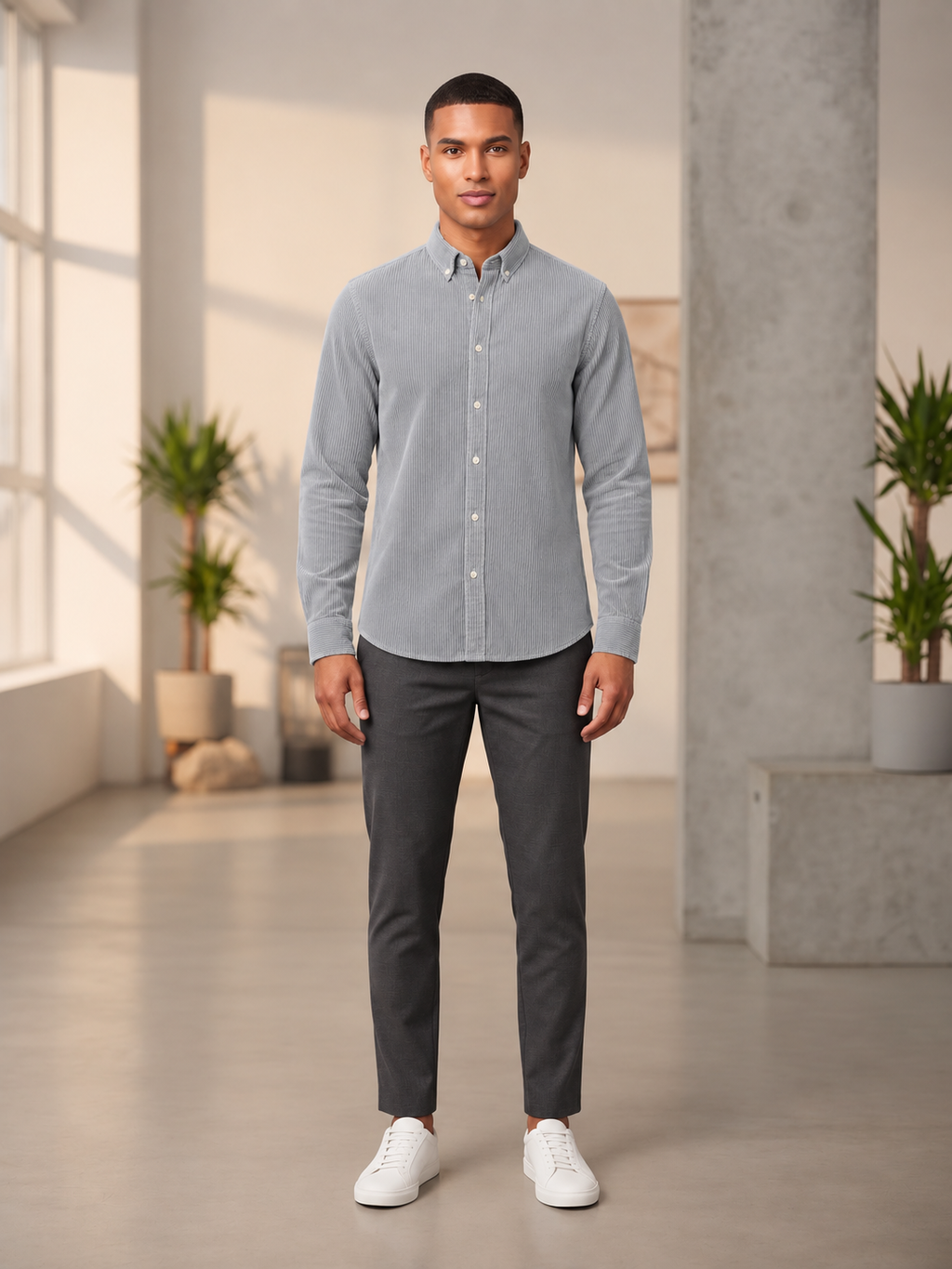 Men’s Corduroy Shirt with Button-Down Collar - Snipes