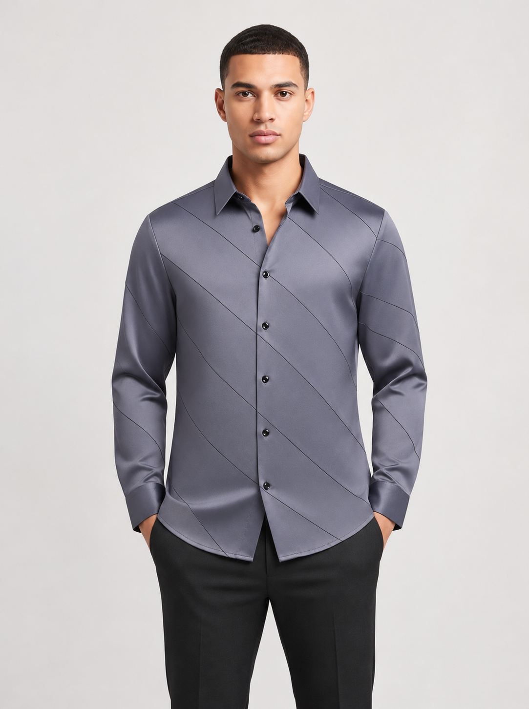 Men's Cross Stripes Club Wear Shirt