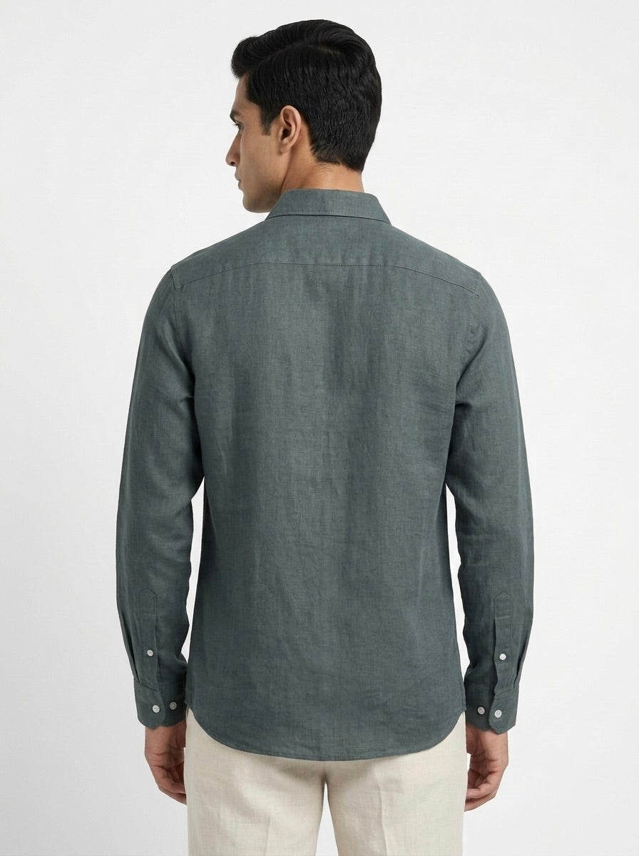 Men’s pure linen full sleeve casual shirt by Snipes, showing a lightweight, breathable fabric in a relaxed style.