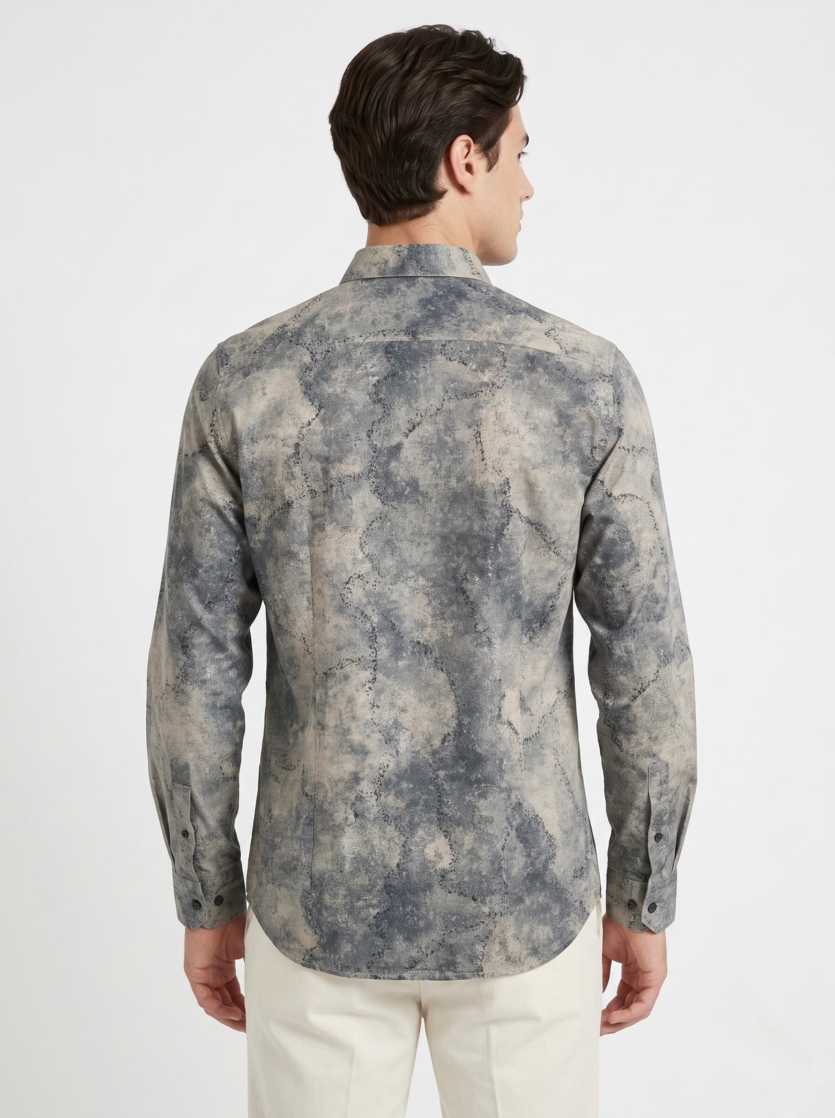 Men’s Smoky Abstract Foil Print Party Shirt