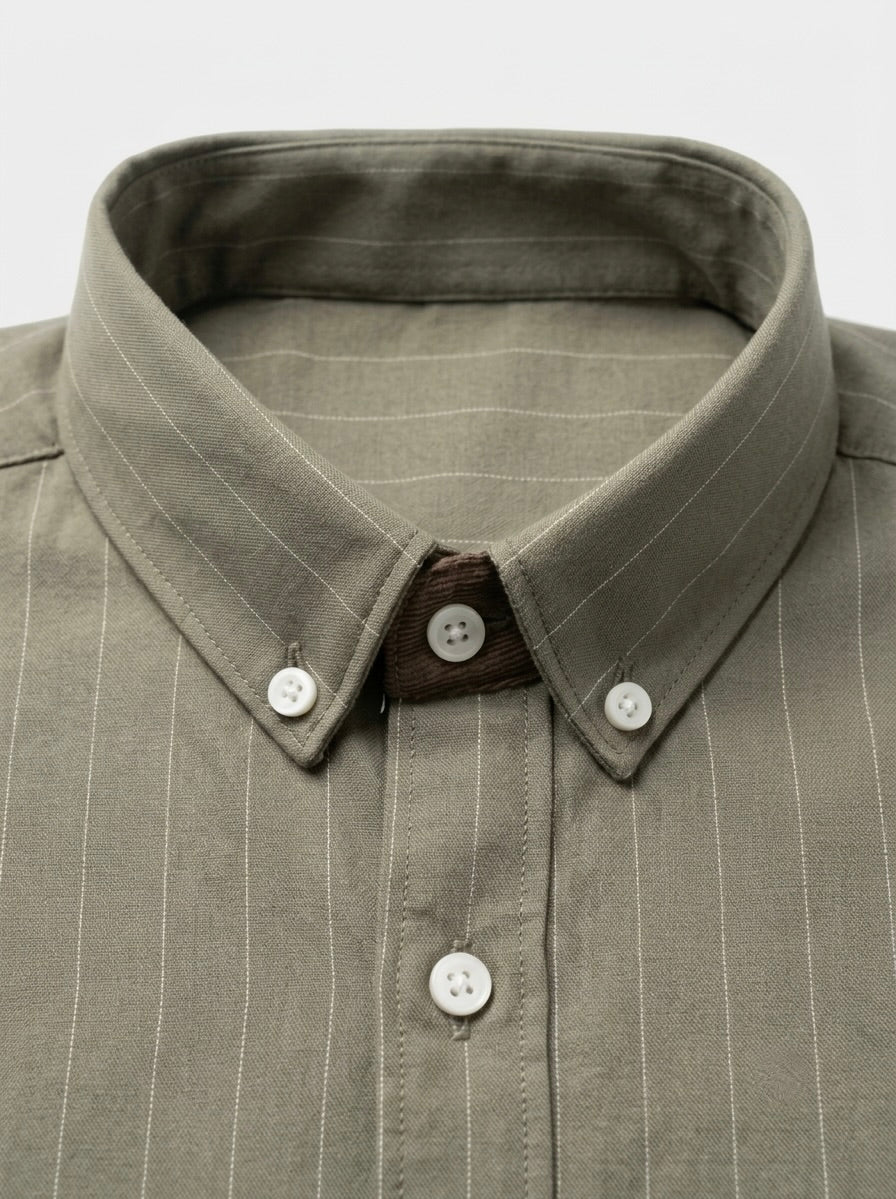 Men’s Striped TR Fabric Button-Down Shirt