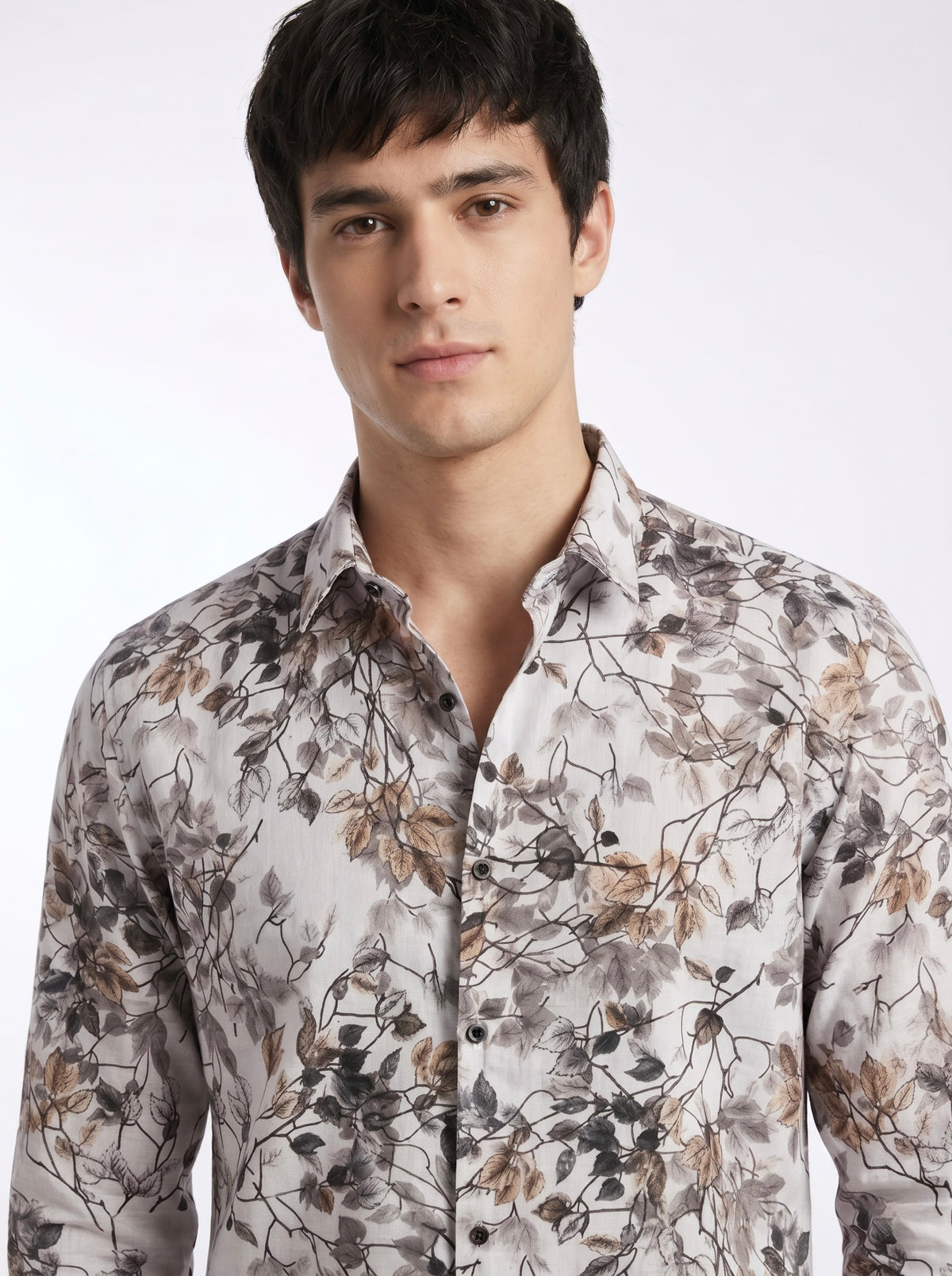 Men’s Botanical Foil Print Full Sleeve Shirt