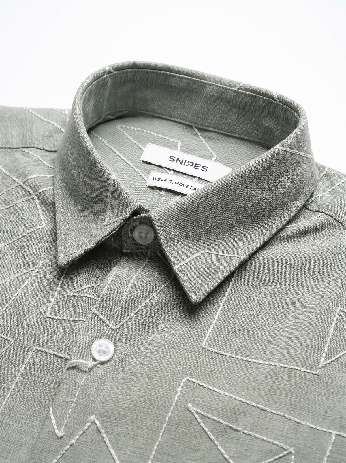 Men’s Korean Linen Geometric Embroidery Shirt