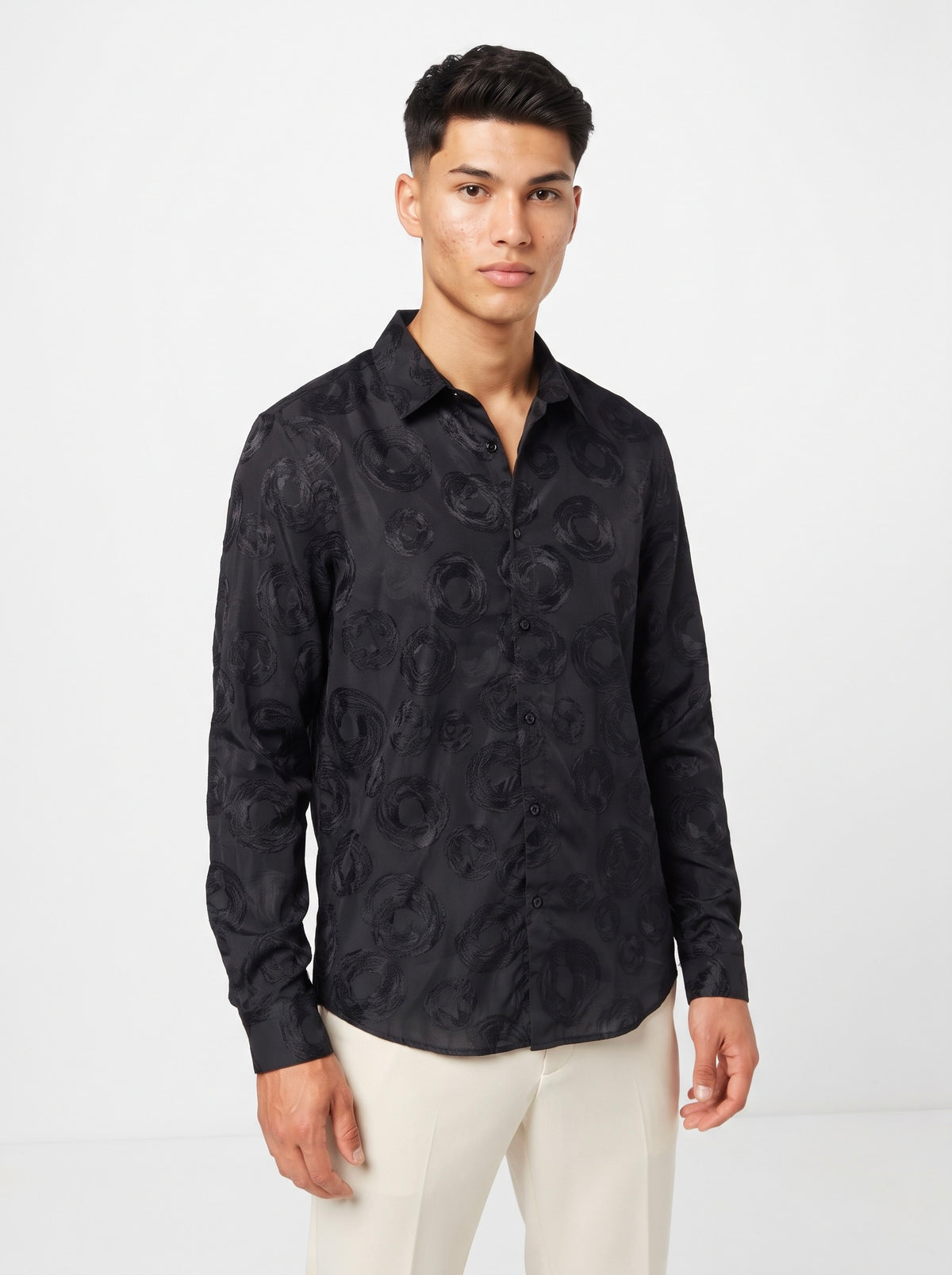 Men’s Swirl Pattern Party Wear Shirt