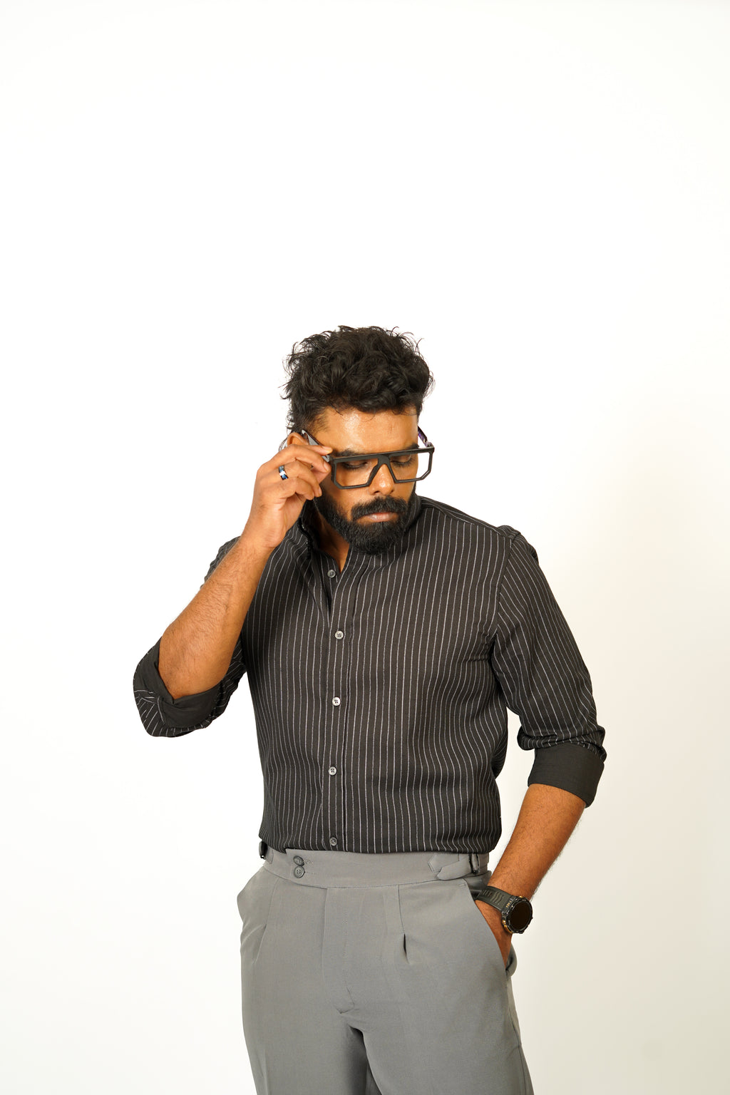 Men’s Pinstripe Button-Down Shirt - Snipes