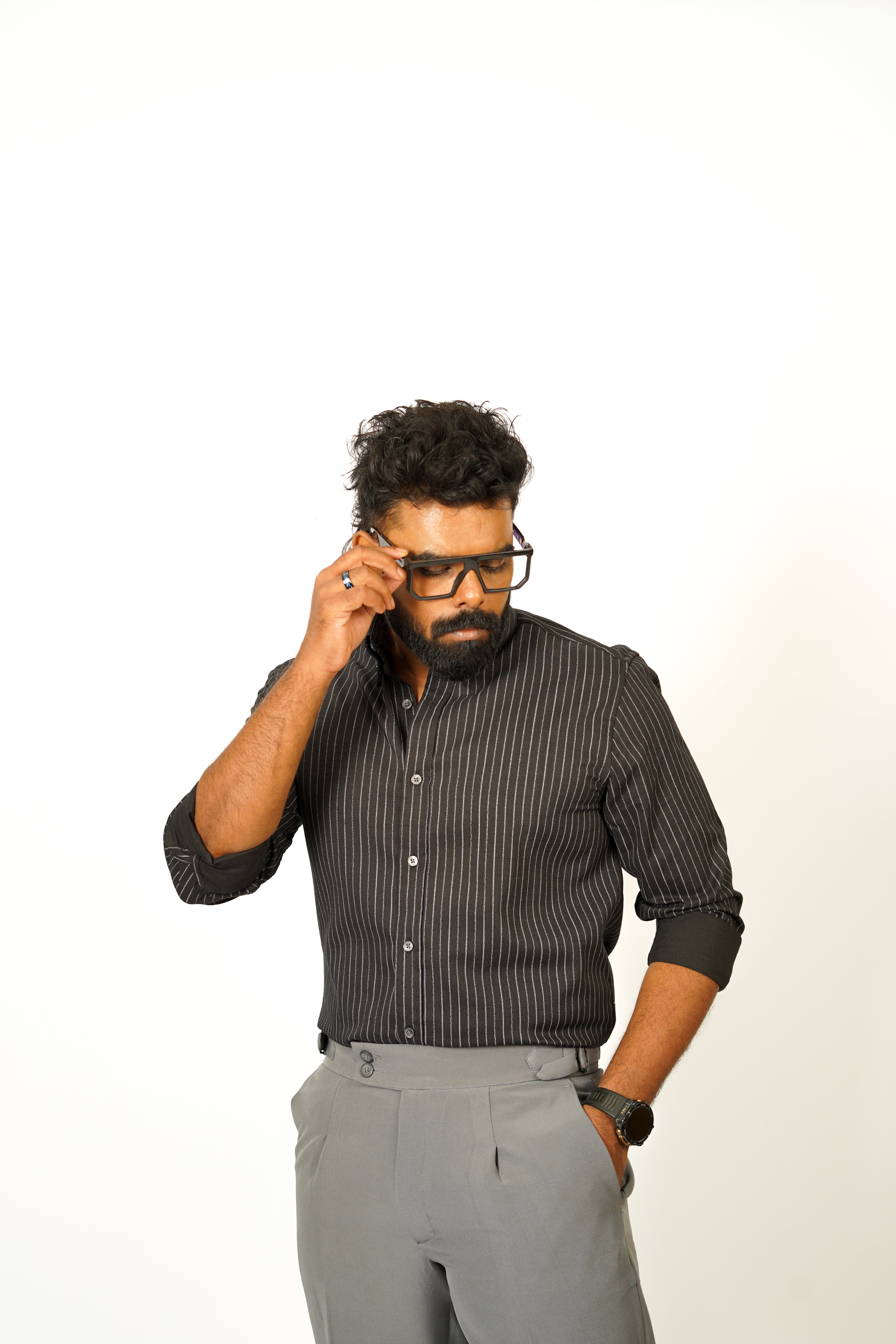 Men’s Pinstripe Button-Down Shirt - Snipes