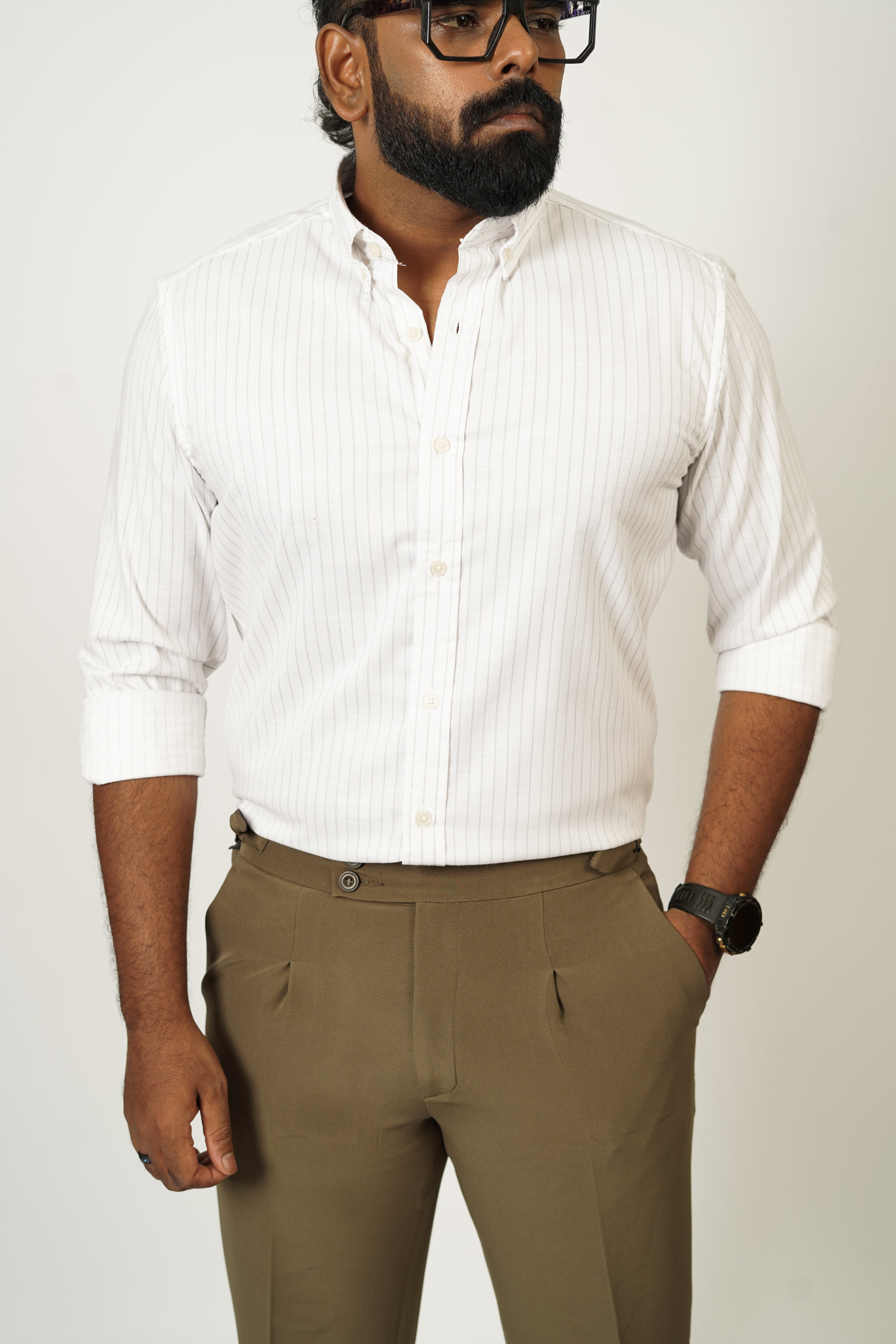 Men’s Pinstripe Button-Down Shirt - Snipes