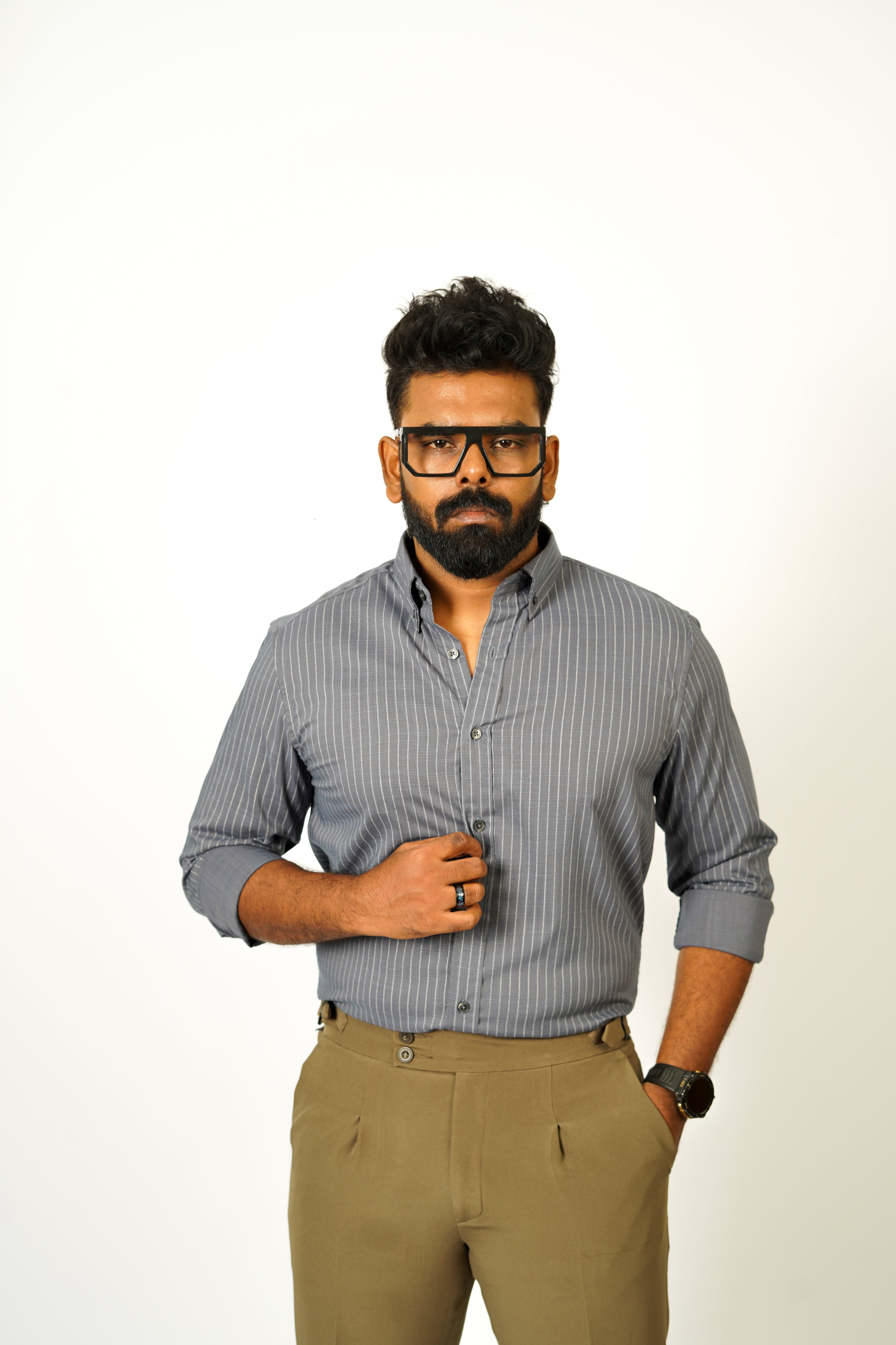 Men’s Pinstripe Button-Down Shirt - Snipes