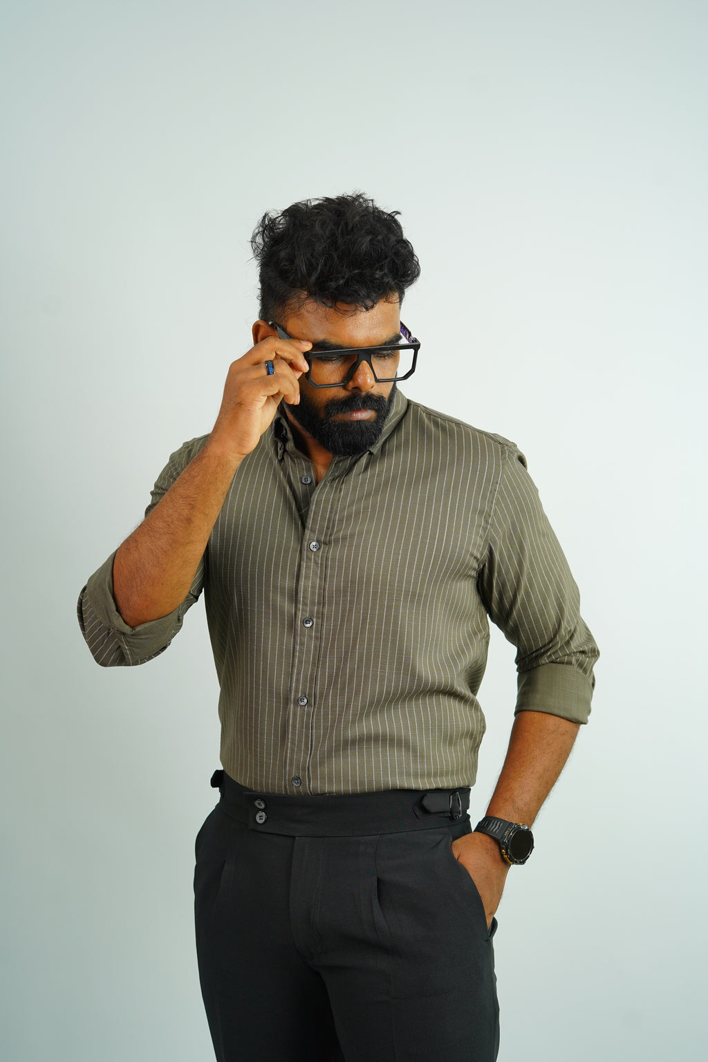 Men’s Pinstripe Button-Down Shirt - Snipes