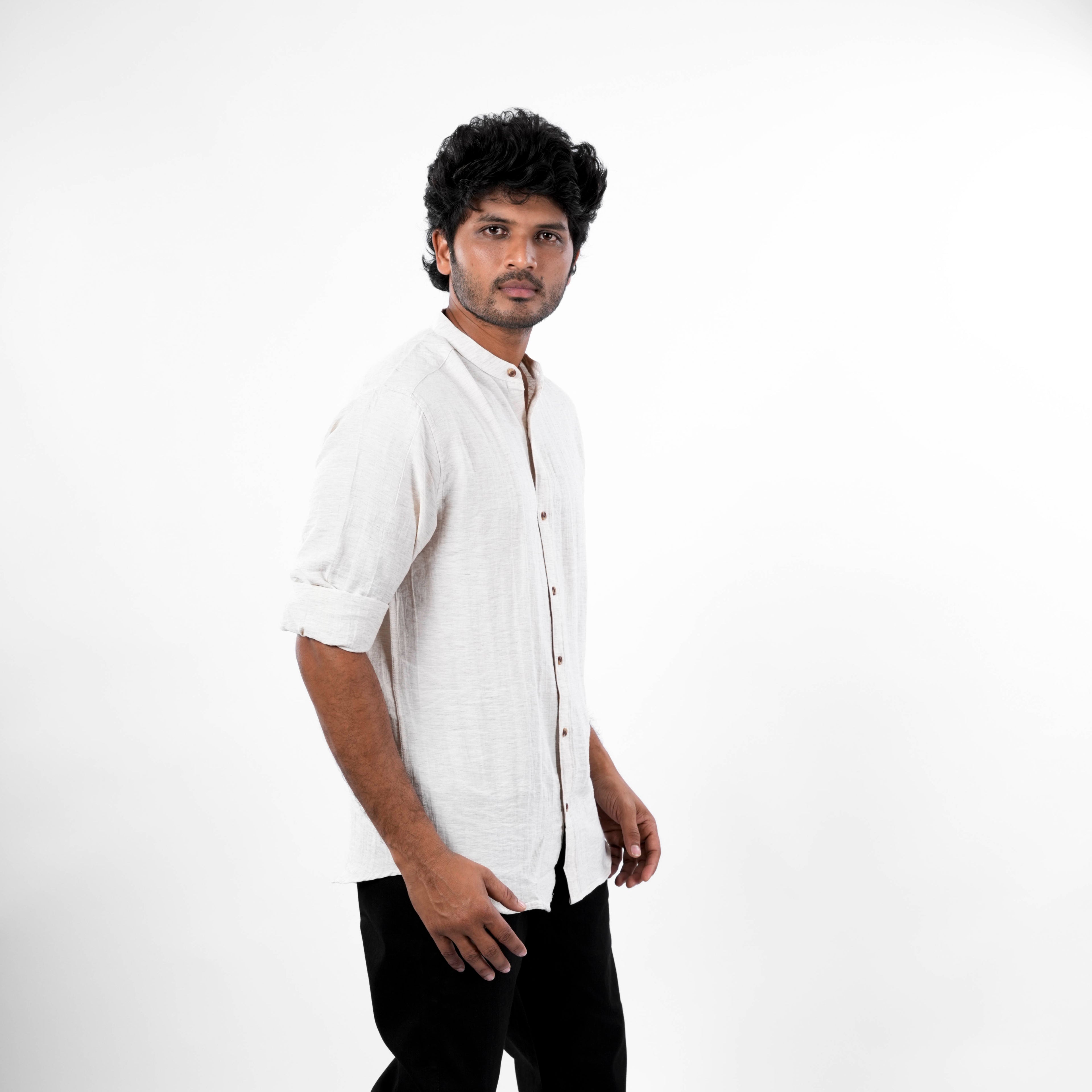 Mandarin Collar - Linen Shirt - Snipes