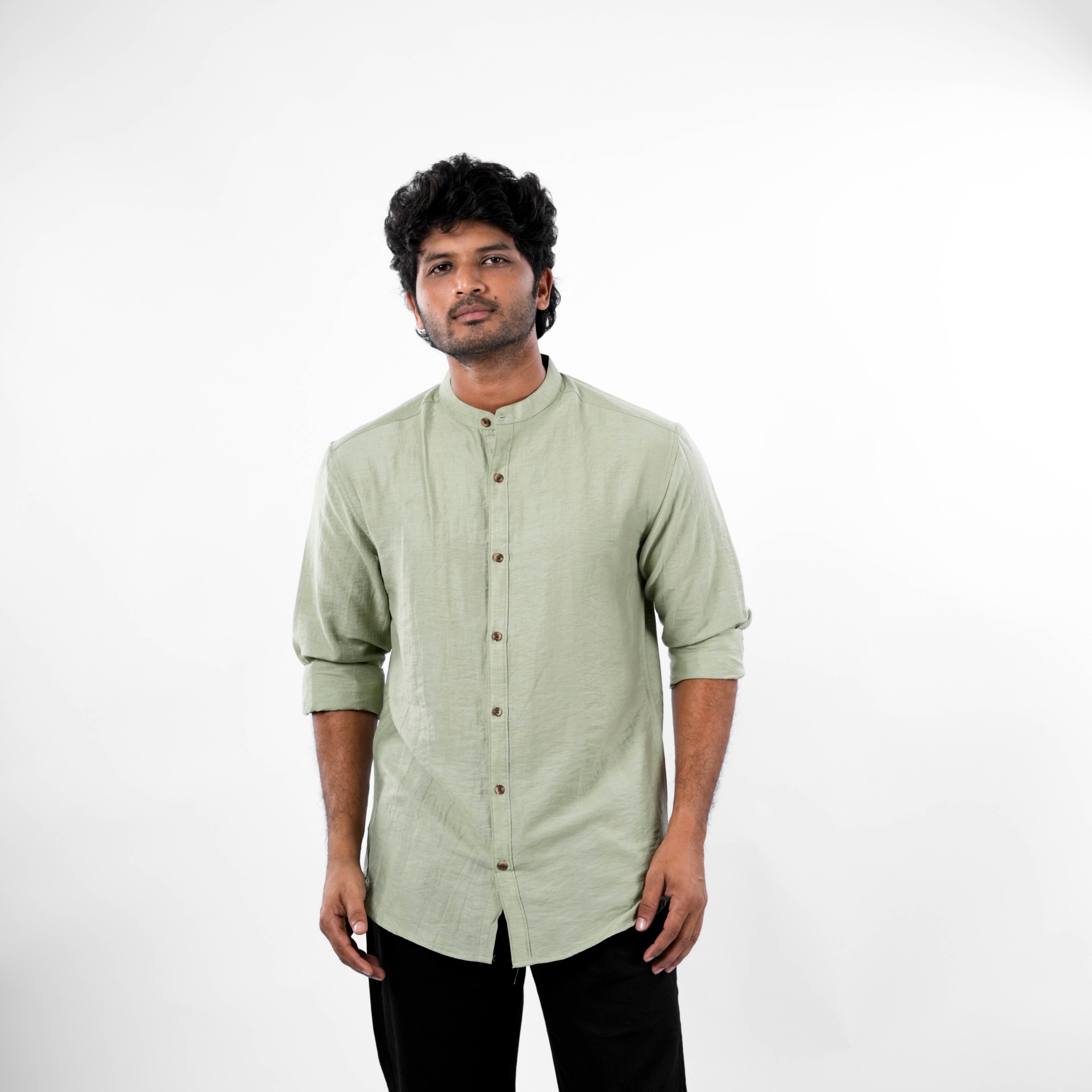 Mandarin Collar - Linen Shirt - Snipes