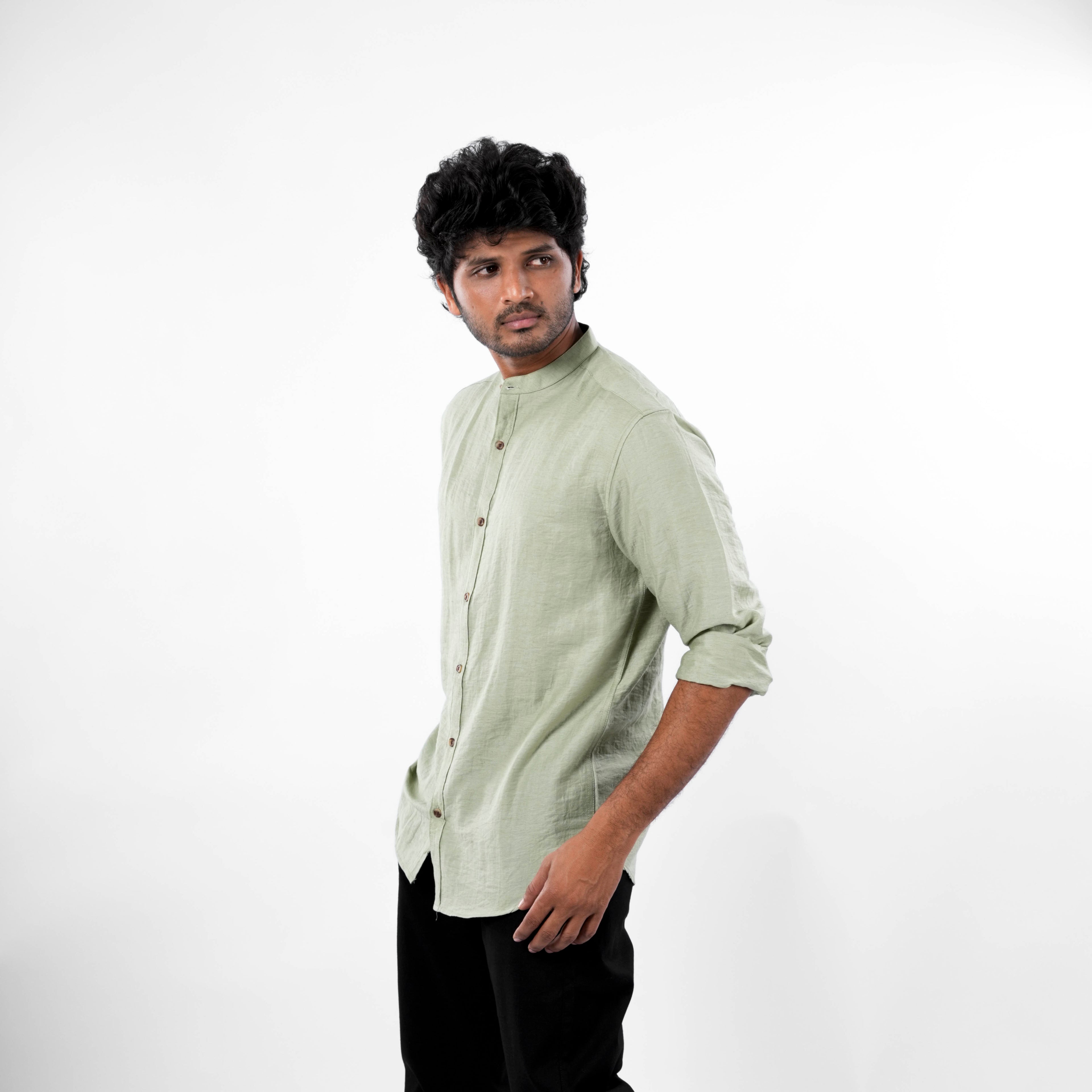 Mandarin Collar - Linen Shirt - Snipes