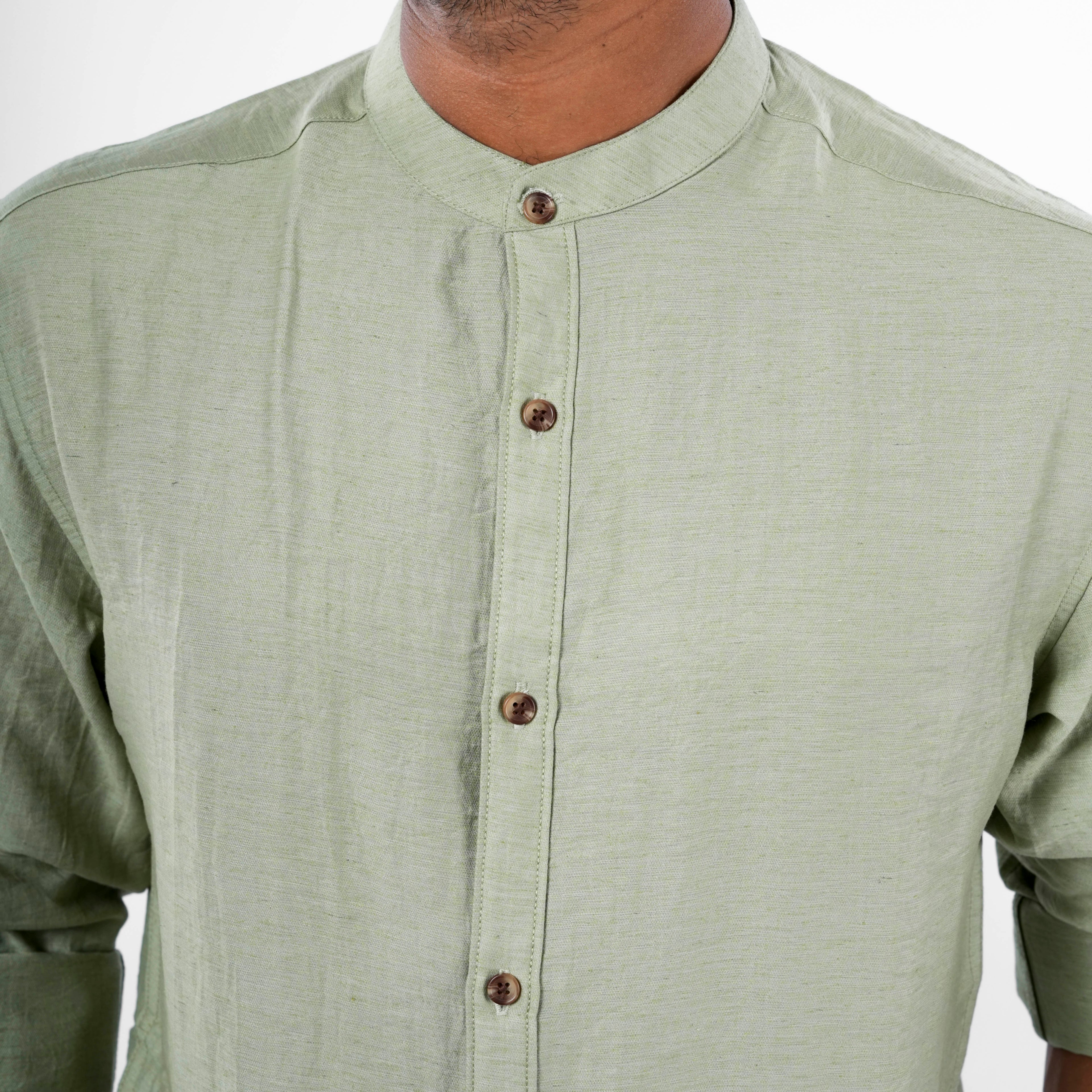 Mandarin Collar - Linen Shirt - Snipes