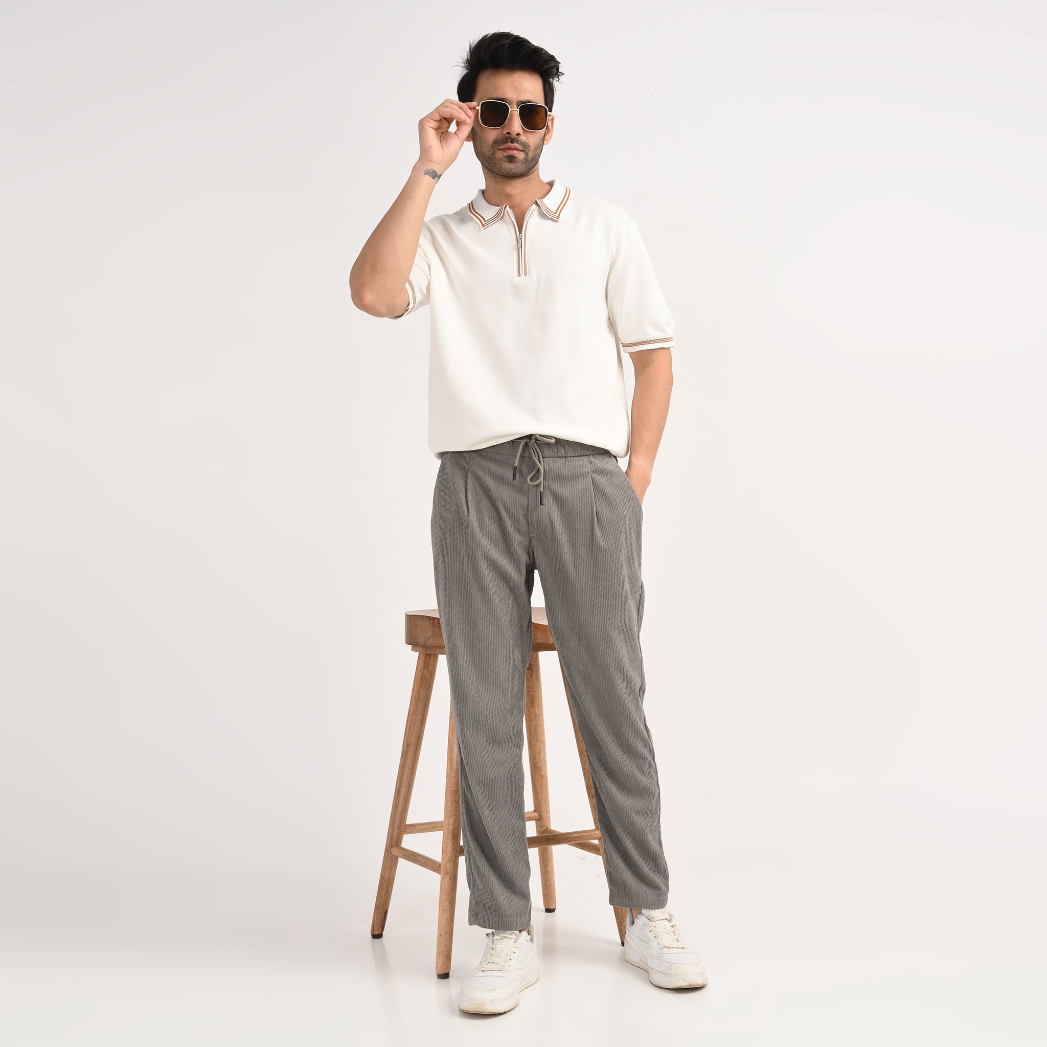 Corduroy Drawstring Casual Trousers - Snipes
