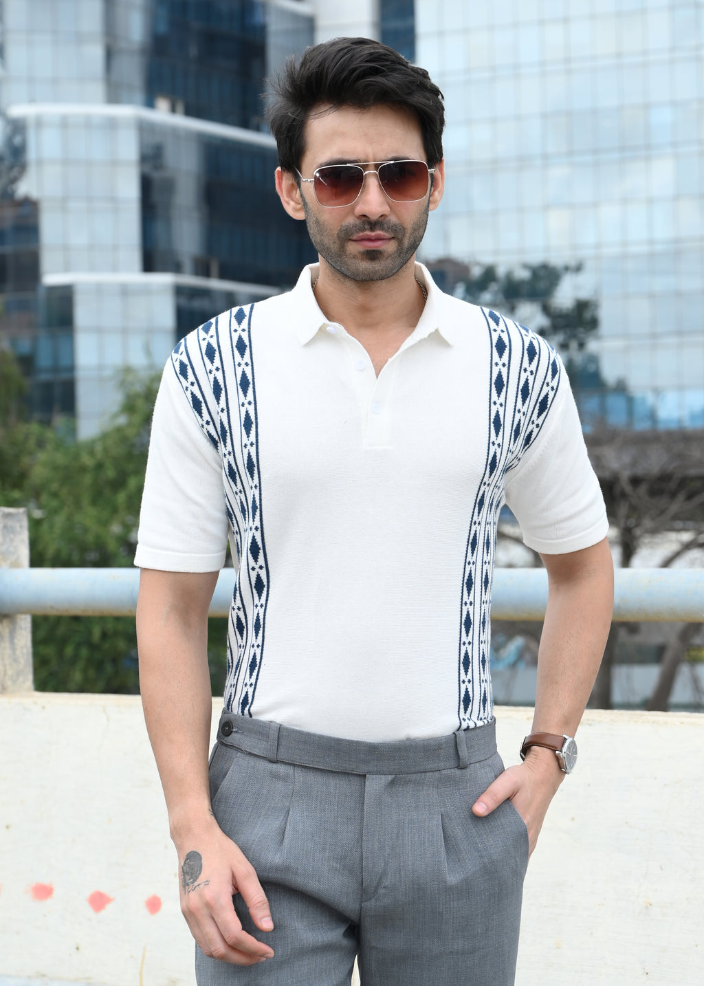 Geometric Stripe T-Shirt - White - Snipes