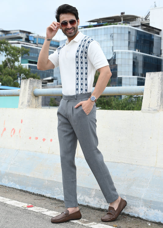 Geometric Stripe T-Shirt - White