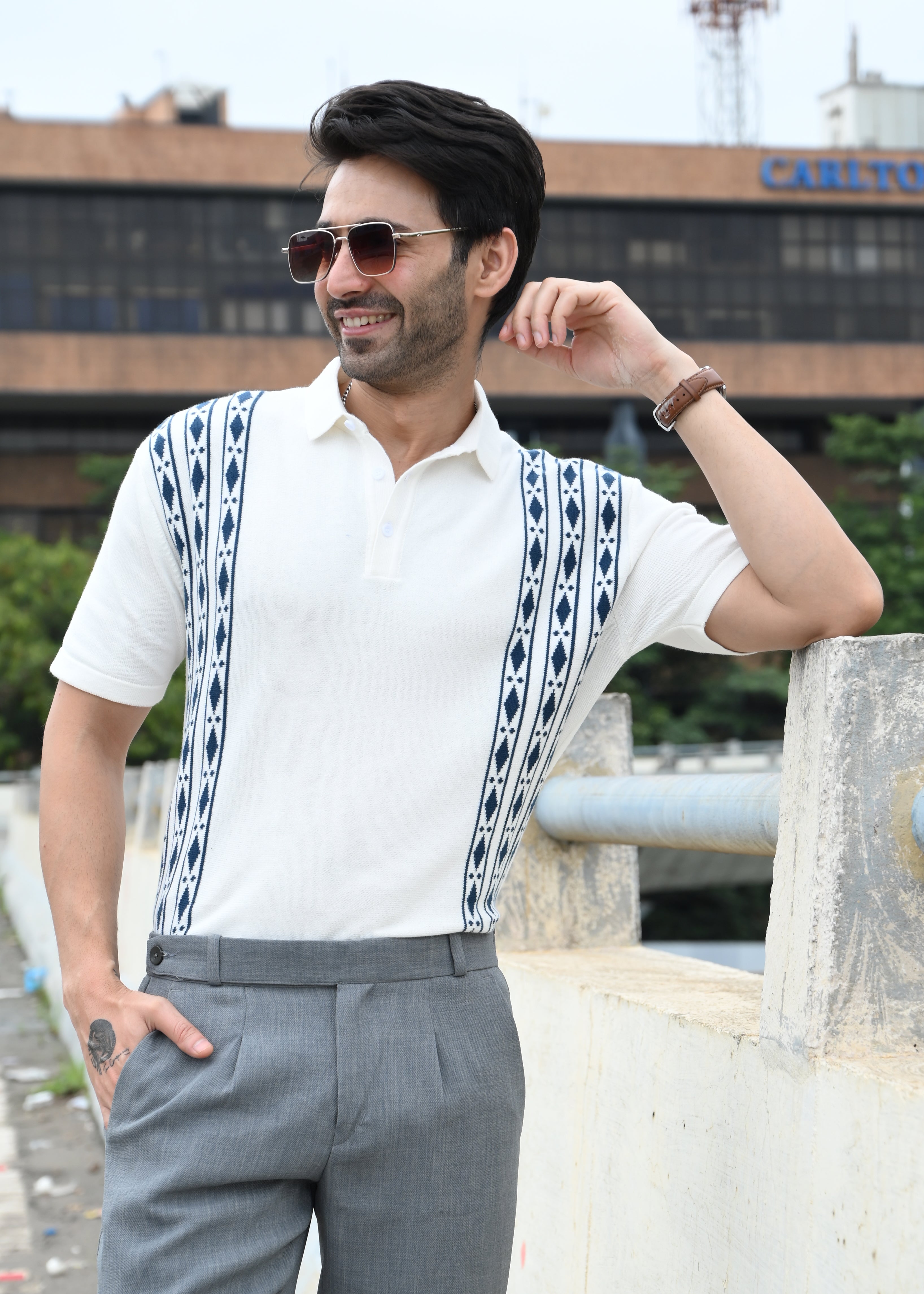Geometric Stripe T-Shirt - White - Snipes