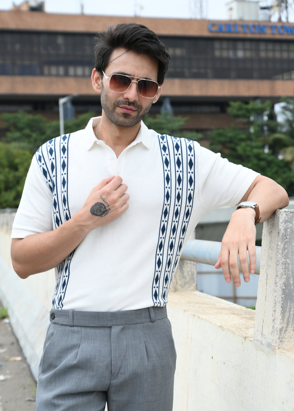 Geometric Stripe T-Shirt - White - Snipes