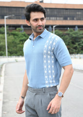 Geometric Stripe T-Shirt - Blue