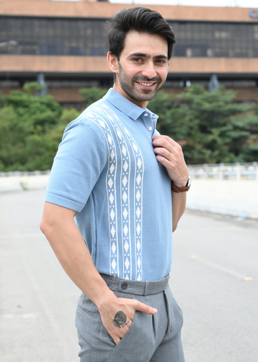 Geometric Stripe T-Shirt - Blue - Snipes