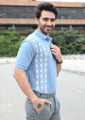 Geometric Stripe T-Shirt - Blue