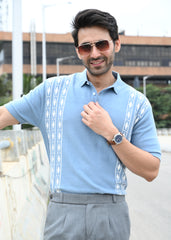 Geometric Stripe T-Shirt - Blue