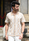 Geometric Knit Button-Down Shirt - Sandal - Snipes
