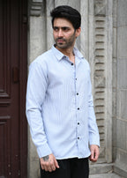 Blue Pinstripe Long Sleeve Shirt - Snipes