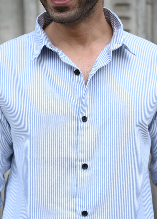 Blue Pinstripe Long Sleeve Shirt