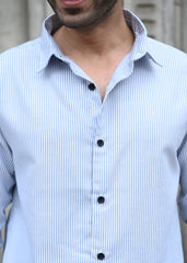Blue Pinstripe Long Sleeve Shirt