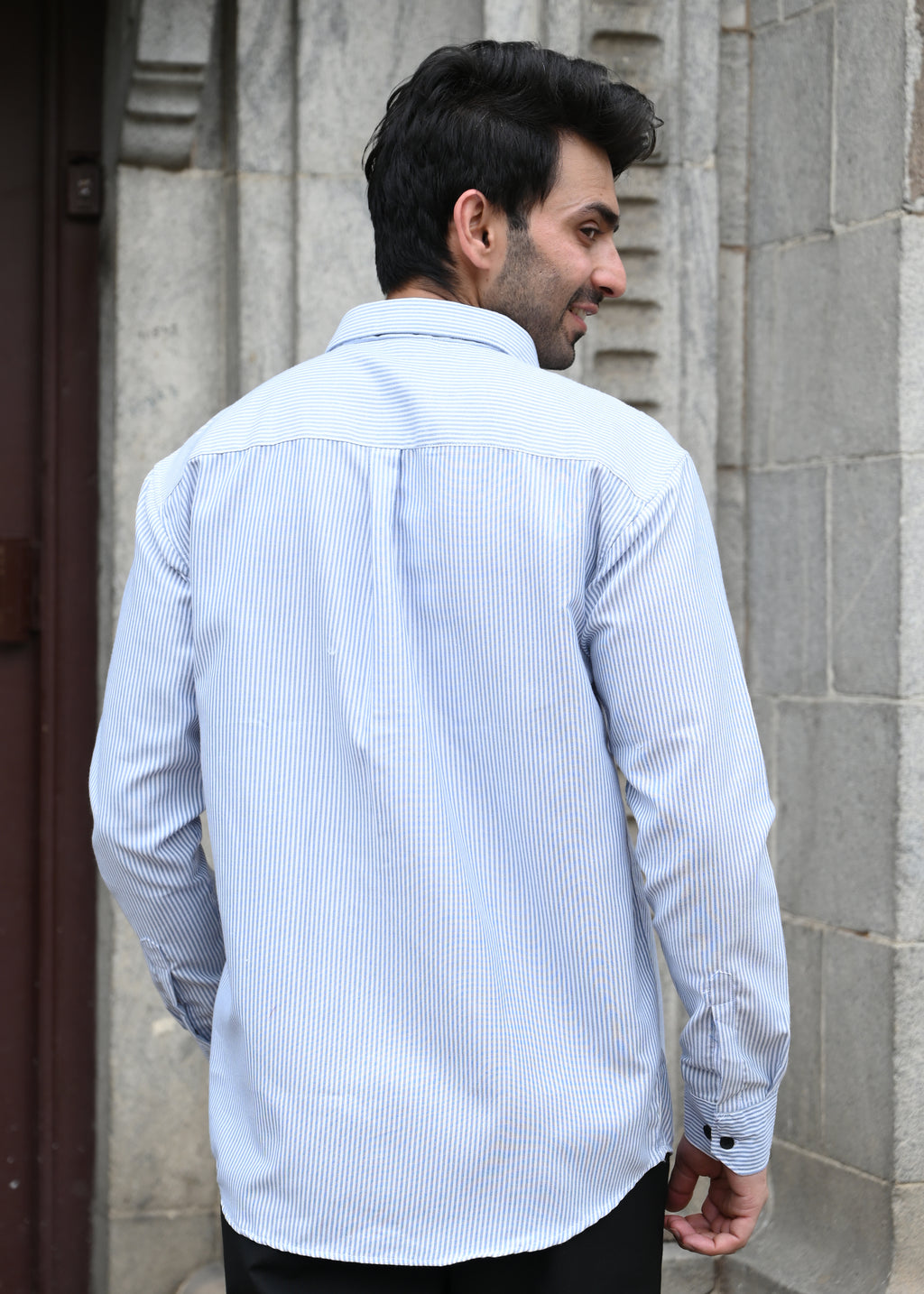 Blue Pinstripe Long Sleeve Shirt - Snipes