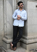 Blue Pinstripe Long Sleeve Shirt - Snipes